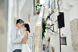Romantic couple bride and groom in wedding day in Sperloga, Itay