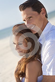 Romantic Couple Embracing on A Beach