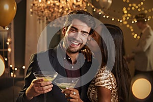 Romantic Couple Enjoying Cocktail Party Together