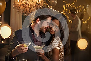 Romantic Couple Enjoying Cocktail Party Together