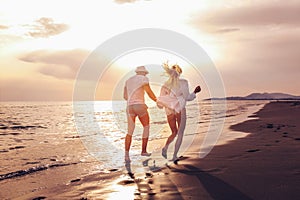 Romantic couple having fun on the beach.