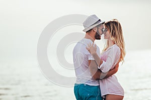 Romantic couple having fun on the beach.