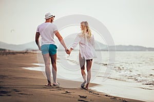 Romantic couple having fun on the beach.