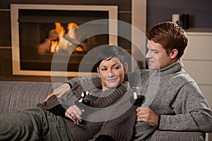 Romantic couple at home