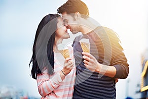 Romantic couple with ice cream