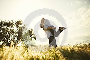 Romantic couple kissing