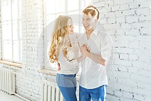 Romantic couple in love having nice time together