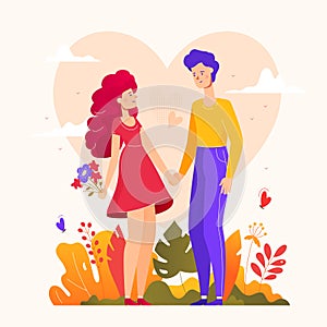 Romantic couple - modern flat design style illustration