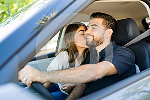 Romantic couple on a road trip