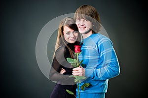 Romantic couple with rose