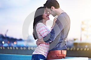 Romantic couple at santa monica pier