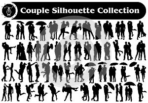 Romantic Couple Silhouettes Vector Collection