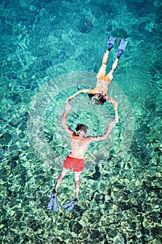 Romantic couple snorkeling in Thailand