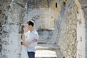 Romantic couple in Sperlonga near Rome, Italy photo