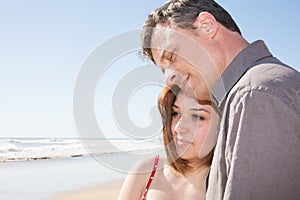 romantic couple on summer vacation beach