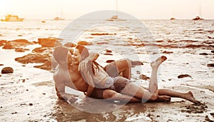 Romantic couple on a tropical beach