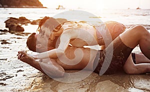 Romantic couple on a tropical beach