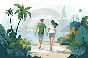 romantic couple on tropical beach AI generated