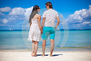 Romantic couple at tropical beach in Philippines