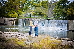 Romantic Couple by Waterfall