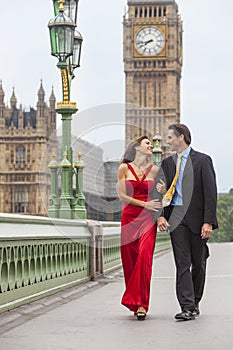 Romantic Couple on Westminster Bridge by Big Ben, London, Englan