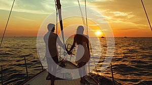 romantic date at sunset. sea boat trip for two. entertainment to enhance the feeling of love between two people