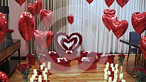 Romantic decor elements for marriage applications. Lots of heart-shaped roses.