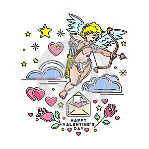 Romantic design with Cupid for Valentines Day