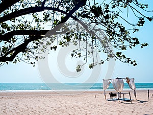 Romantic dining table on the beach