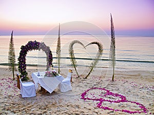 Romantic dinner on a beach