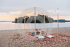 Romantic dinner  at the beach concept