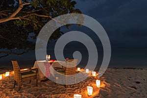 Romantic dinner on a beach of Phi Phi Don Island in Krabi, Thailand