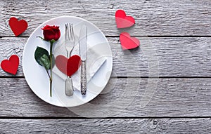 Romantic dinner concept. Valentine day or proposal background