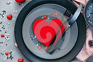 Romantic dinner concept. Valentine day or proposal background. photo