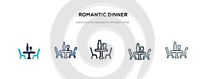Romantic dinner icon in different style vector illustration. two colored and black romantic dinner vector icons designed in filled