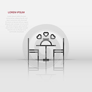 Romantic dinner icon in flat style. Cafe vector illustration on white isolated background. Restaurant business concept