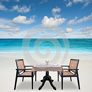 Romantic dinner table for two served