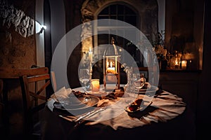 romantic dinner for two, with candlelit ambiance and delicious food