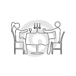 Romantic dinner for two icon. Element of Love for mobile concept and web apps icon. Outline, thin line icon for website design and