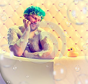 Romantic dreamer taking bath