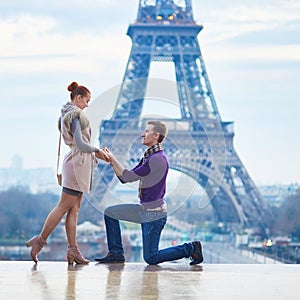 Romantic engagement in Paris