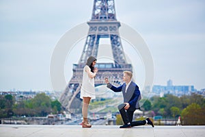 Romantic engagement in Paris