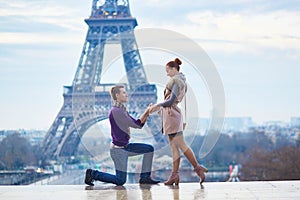 Romantic engagement in Paris