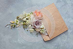 Romantic envelope with flowers photo
