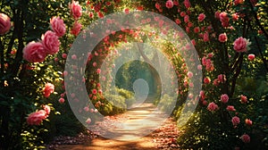 Romantic escapade in a lush garden, ideal for love-themed advertising