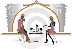 Romantic evening in the cafe