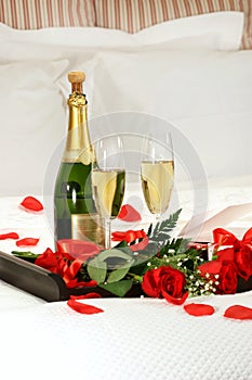 Romantic evening with champagne