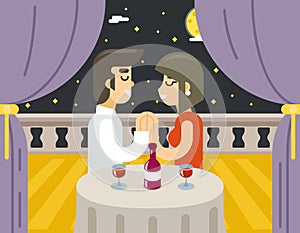 Romantic evening night love beloved dating man woman food dinner wine Symbol photo