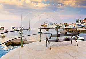 Romantic evening at promenade in Opatija, Istria, Kvarner, Croatia