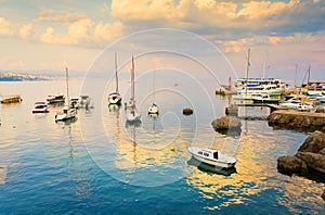 Romantic evening during sunset in Opatija, Istria, Kvarner, Croatia